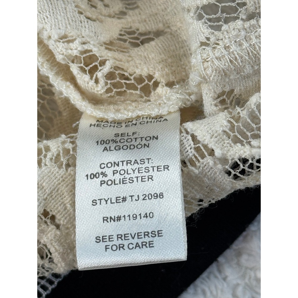 ISSI Cream Lace Black Trim Button Front Cardigan Sweater Women's‎ M - Picture 9 of 11